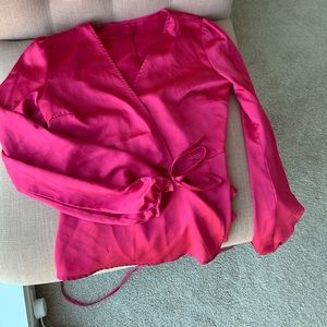 ASOS satin pink blouse silky robe strap size S